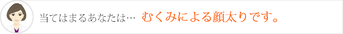 当てはまるあなたは…むくみによる顔太りです。