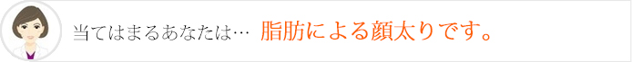 当てはまるあなたは…脂肪による顔太りです。